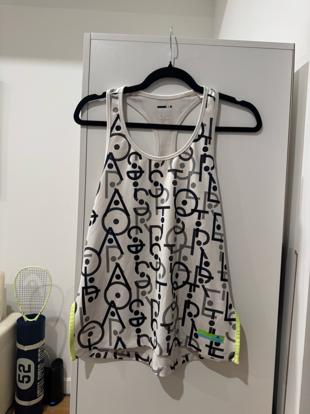 Graphic Black & White Athletic Tank with Neon Accents